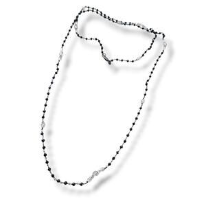 Deb Guyot 925 Silver Herkimer Crystal Black Stone Long Chain Necklace Y2K